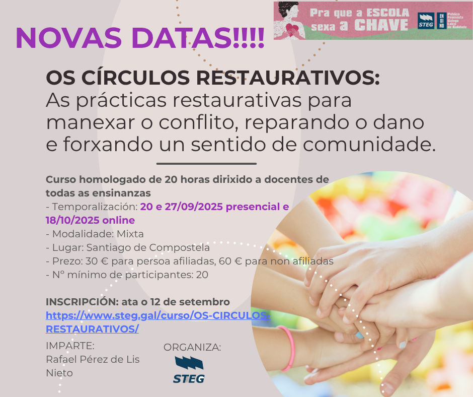 NOVAS DATAS CURSO OS CÍRCULOS RESTAURATIVOS
