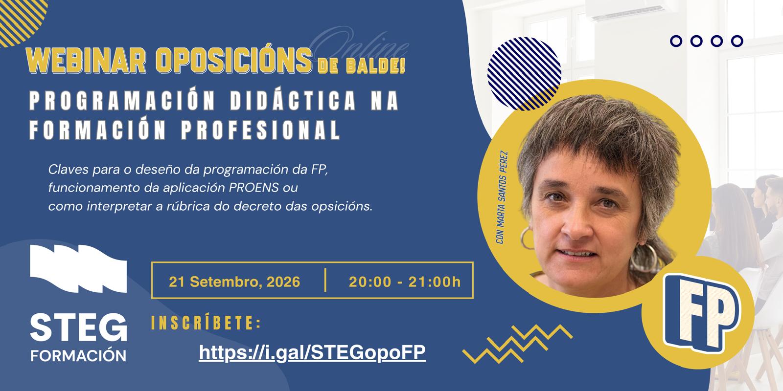 Webinar Programación de FP para as oposicións luns 21 de setembro ás 20:00h